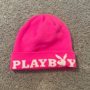 Pink playboy beanie
